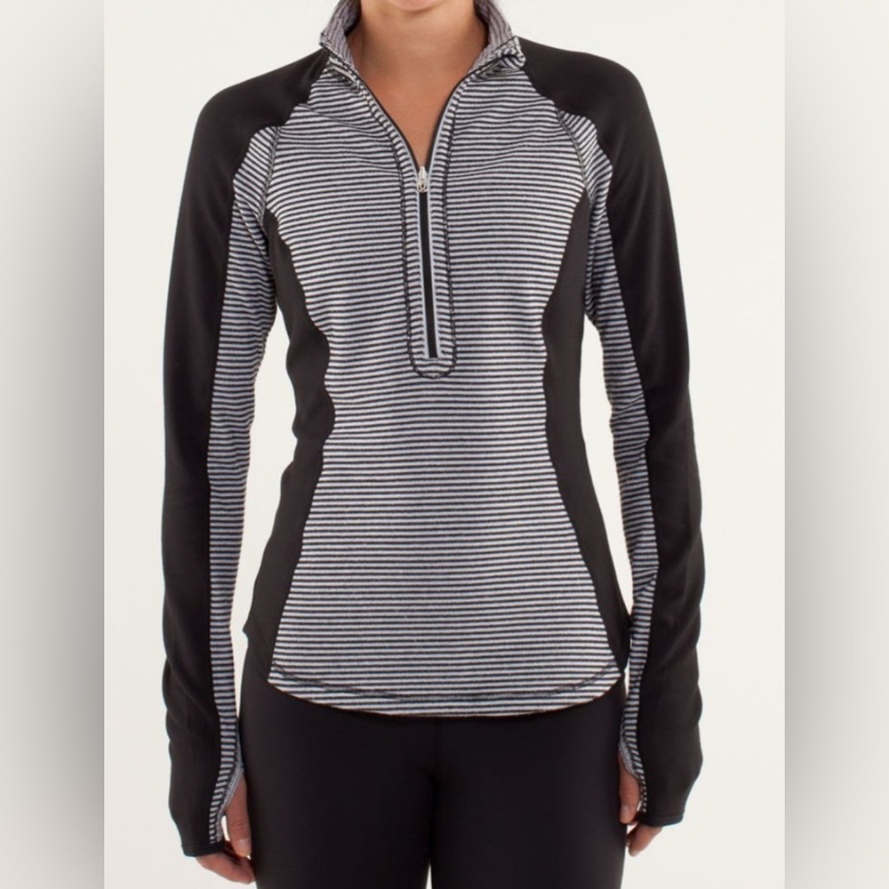 Lululemon half Zip Up running Jacket 4 Long Sleeve reversible Pullover striped